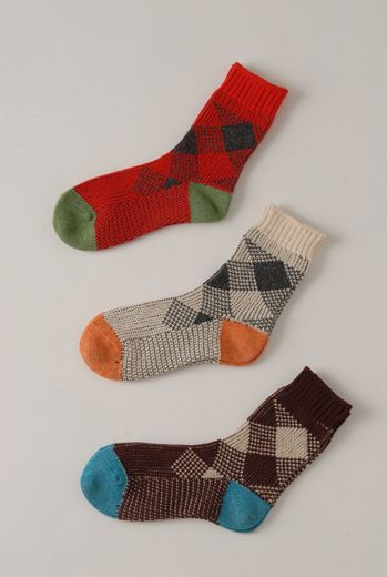 AW1213 CHECK ANKLE SOCKS - VARIOUS